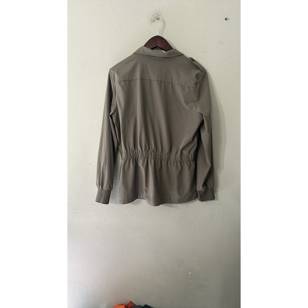 Calvin Klein Utility Jacket Shirt‎ Blouse Medium Green Elastic Waistband - Picture 7 of 8